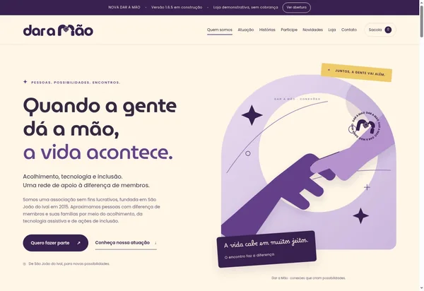 Página da Associação Dar a Mão
